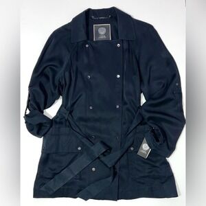 NWT Vince Camuto Double Breasted Navy Trench Coat Belted Women's Sz XL